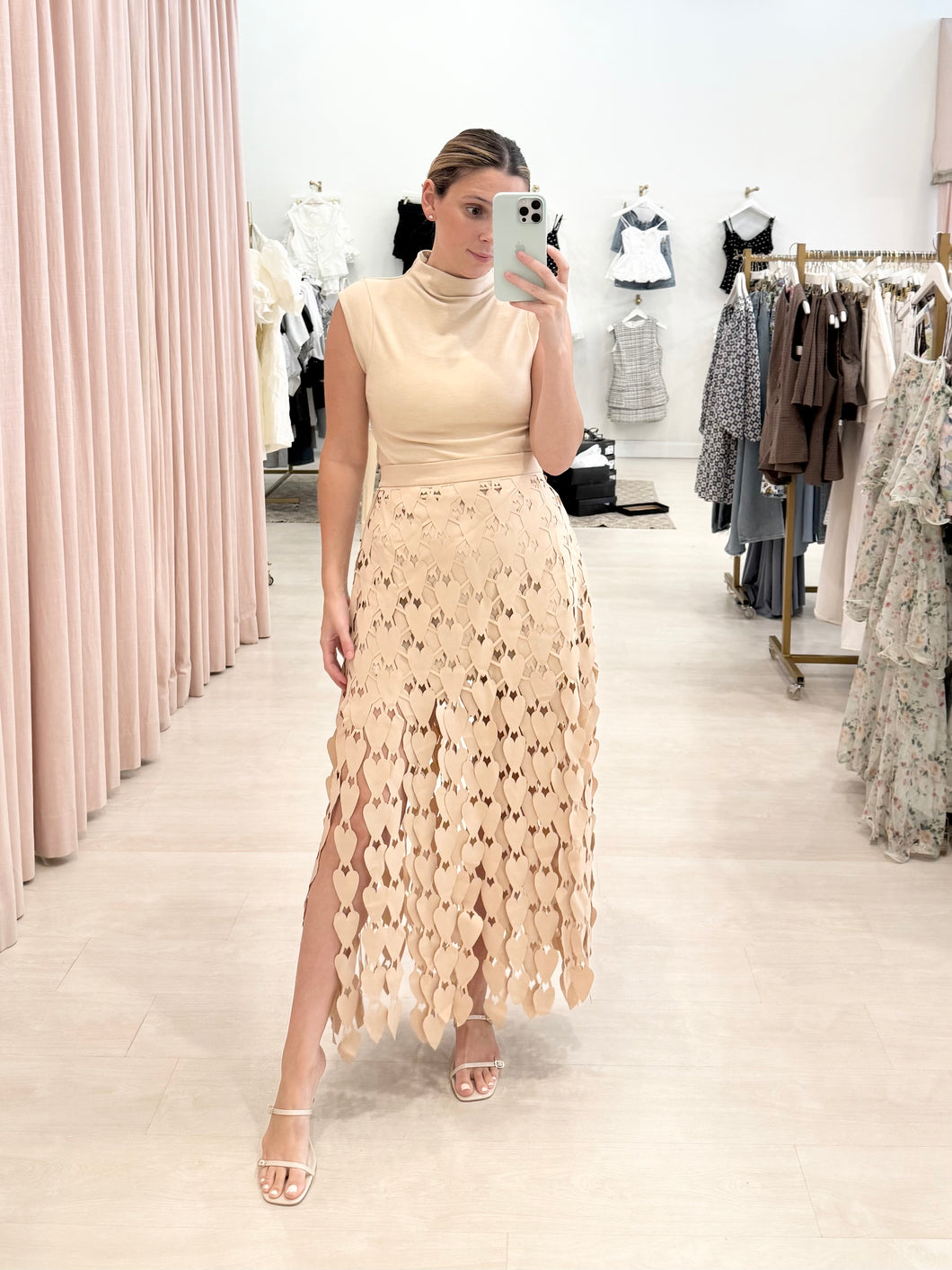 Heart Fringe Midi Skirt