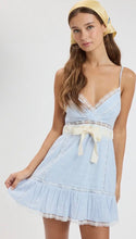 Load image into Gallery viewer, Light Blue Ribbon Mini Sun Dress
