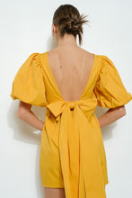 Load image into Gallery viewer, Short Puff Sleeve Open Back Bow Mini Dress
