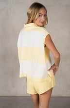 Load image into Gallery viewer, Yellow &amp; White Collared Short Set
