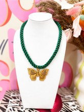 Load image into Gallery viewer, Emerald Twisted Flutter Butterfly Necklace
