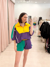 Load image into Gallery viewer, Pearl Mardi Gras Colorblock Elastic Waist Short
