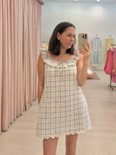 Load image into Gallery viewer, Plaid Embroidered Lace Ruffle Mini
