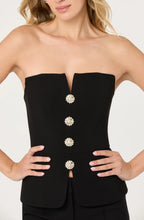 Load image into Gallery viewer, Annemarie Strapless Button Detail Top
