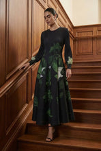 Load image into Gallery viewer, Black Botanical Midi Dress
