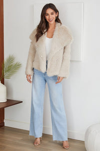 Wide Collar Faux Fur Jacket