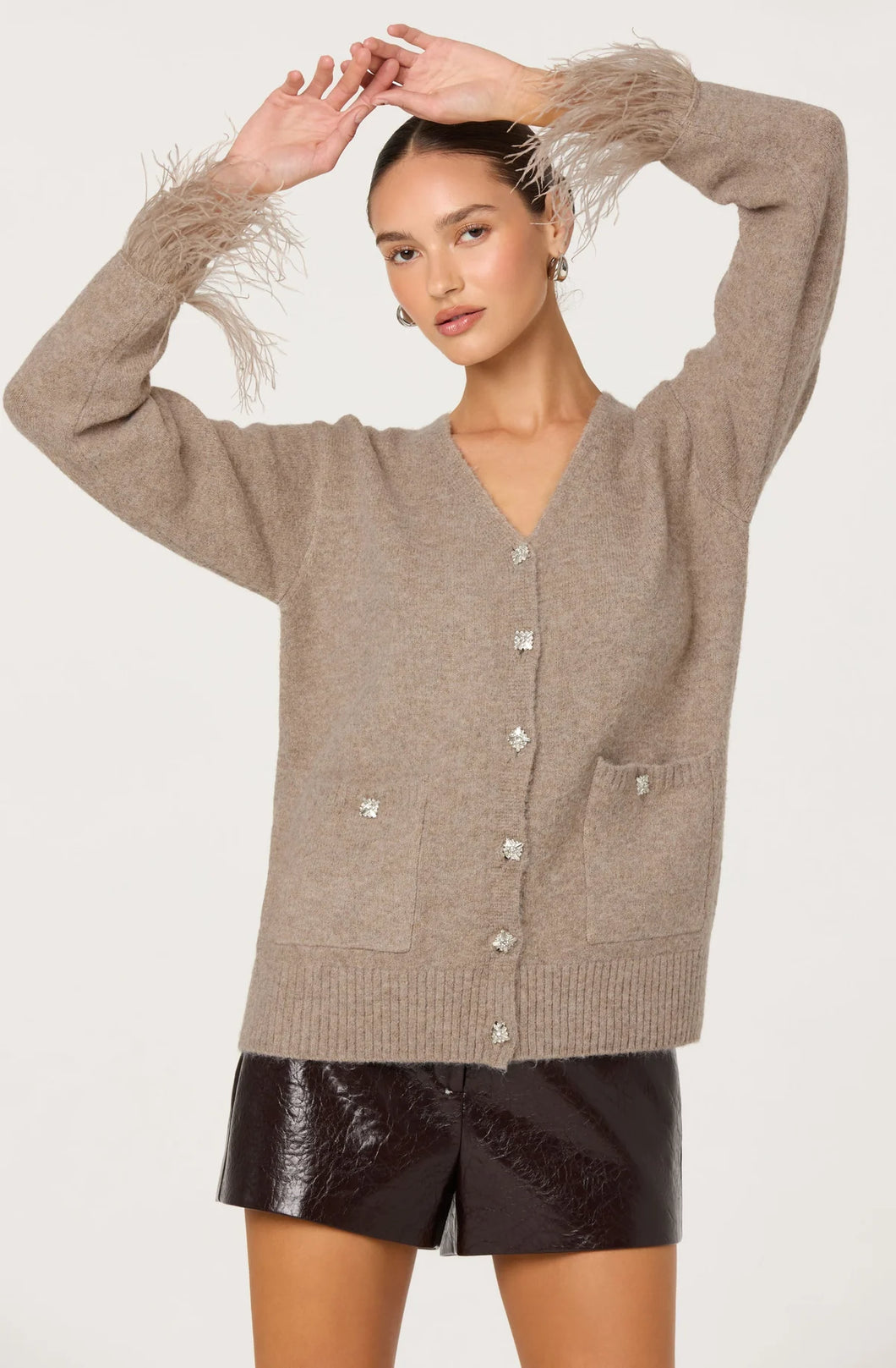 Grie Feather Trim Cardigan