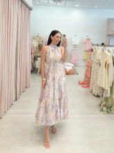 Load image into Gallery viewer, Tropical Floral Print Belted Maxi Halter Dress
