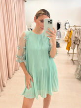 Load image into Gallery viewer, 3-D Flower Sleeve Pleated Dress
