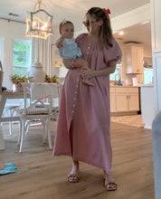 Load image into Gallery viewer, Gingham Checker Puff Sleeve Long Dress
