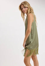 Load image into Gallery viewer, Satin High Neck Fringe Mini
