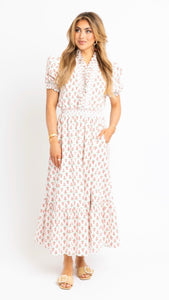 Digital Floral Ruffle Smock Maxi