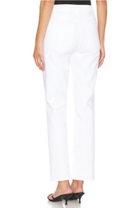 Kye Mid Rise Straight Crop Stretch in SOUR CREAM