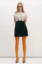 Load image into Gallery viewer, Velvet Mini Dress with Lace Floral Bib

