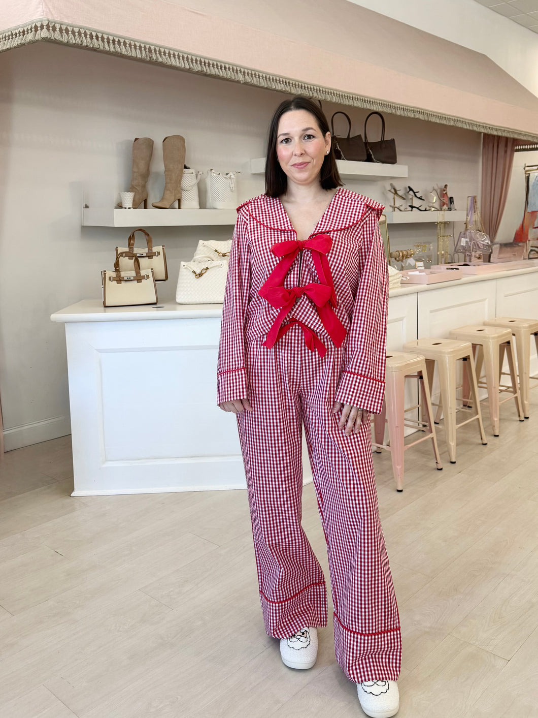 Red Gingham Pajama Set