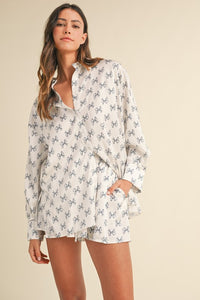 Bow Button Down Set