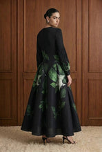 Load image into Gallery viewer, Black Botanical Midi Dress
