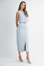 Load image into Gallery viewer, Sleeveless Tweed Crop Top And Midi Skirt Set
