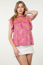 Load image into Gallery viewer, Flutter Sleeve Print Paisley Top
