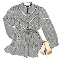 Load image into Gallery viewer, Gingham Ruffle Trim Mini Dress
