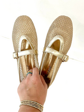 Load image into Gallery viewer, Gold Mesh Mary Jane Flat
