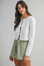 Load image into Gallery viewer, Pointelle Scallop Detail Knit Cardigan
