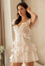 Load image into Gallery viewer, Ivory &amp; Pink Floral Ruffle Mini Dress
