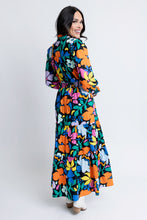 Load image into Gallery viewer, Black Floral Poplin Maxi Dress
