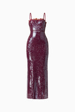 Load image into Gallery viewer, Verdita Sequin Maxi Dress in Burgundy
