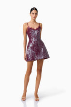 Load image into Gallery viewer, Verdita Sequin Mini Dress in Burgundy
