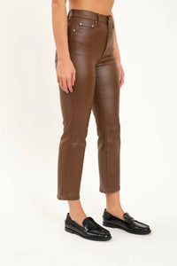 Shy Girl High Rise Crop Flare in COATED ESPRESSO