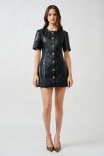Load image into Gallery viewer, Faux Leather A- Line Button Down Dress
