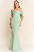 Load image into Gallery viewer, Off Shoulder Taffeta Bow Gown
