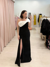 Load image into Gallery viewer, Black and White Strapless Gown
