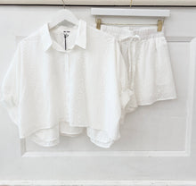 Load image into Gallery viewer, Eyelet Collared Top Short Set
