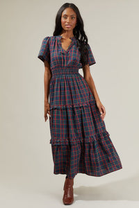 Plaid Poplin Tiered Maxi