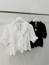 Load image into Gallery viewer, V-neck Lace Ruffle Puff Sleeve Blouse
