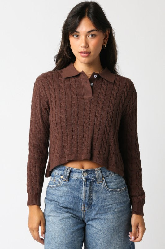 Collared Cable Knit Sweater