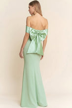 Load image into Gallery viewer, Off Shoulder Taffeta Bow Gown

