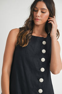 Linen Scallop Button Detail Mini