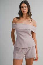 Load image into Gallery viewer, Linen Off Shoulder Tunic Set
