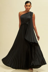 One Shoulder Pleated Gown