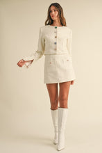 Load image into Gallery viewer, Tweed Jewel Button Crop Jacket and Skirt Set
