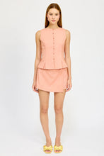 Load image into Gallery viewer, Sleeveless Button Front Kiss Pleat Peplum Top
