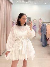 Load image into Gallery viewer, White Eyelet Rope Tie Mini Dress
