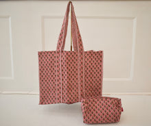 Load image into Gallery viewer, Quilted Block Print Tote Bag
