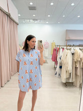 Load image into Gallery viewer, Blue &amp; Red Stripe Floral Shirt Dress
