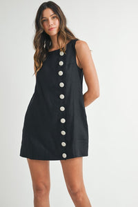 Linen Scallop Button Detail Mini