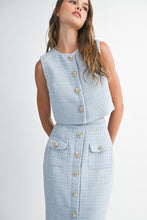 Load image into Gallery viewer, Sleeveless Tweed Crop Top And Midi Skirt Set
