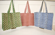Load image into Gallery viewer, Quilted Block Print Tote Bag
